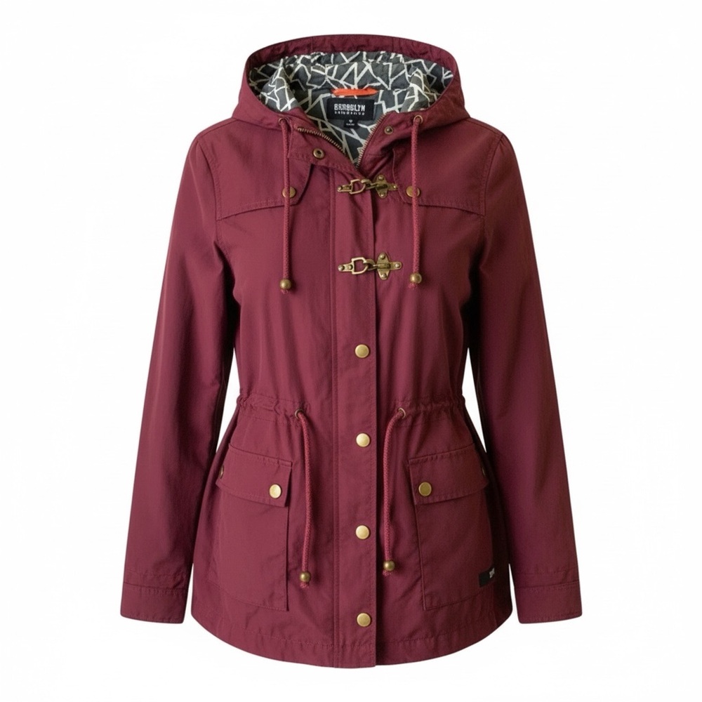 BROOKLYN INDUSTRIES Military Style Utility Jacket Maroon Red Medium